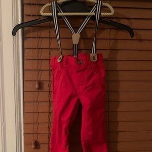 Pants with removable suspenders